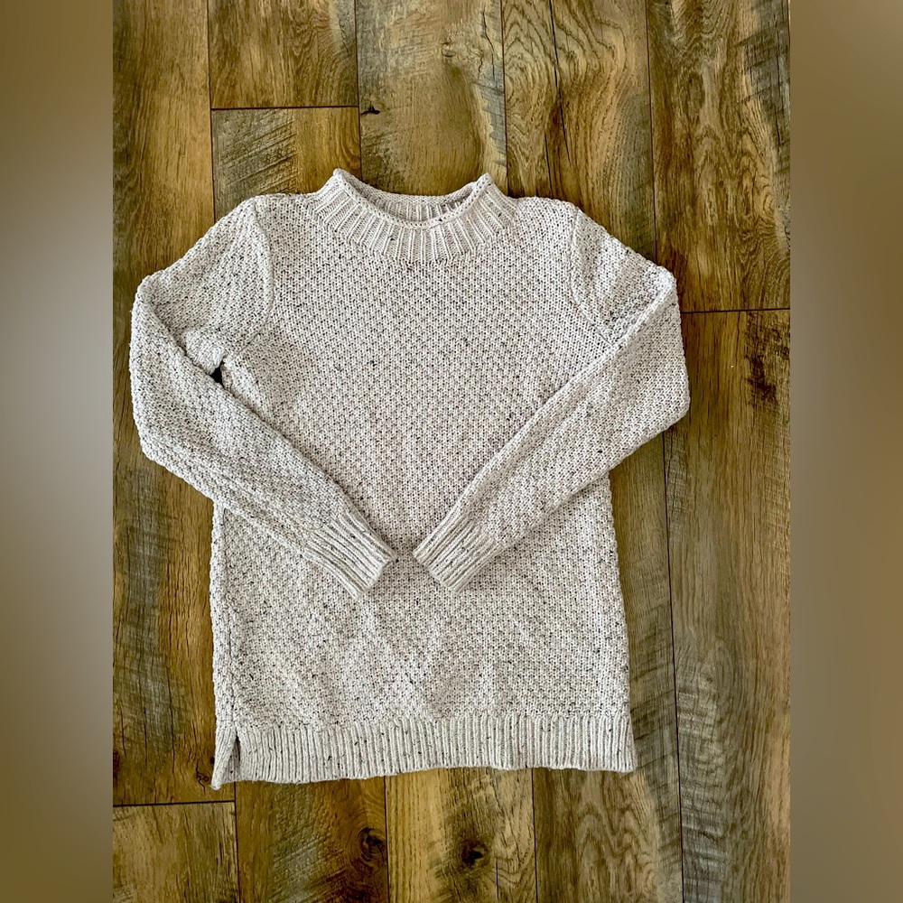 Loft sweater: cream/oatmeal color with mock turtleneck